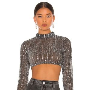 Sia Crop Top in Black Metallic